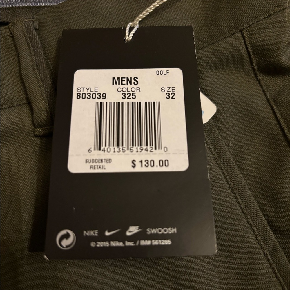NWT Nike Golf Men's Water Resistant Khaki Green Chinos - Size 32 - Picture 6 of 6